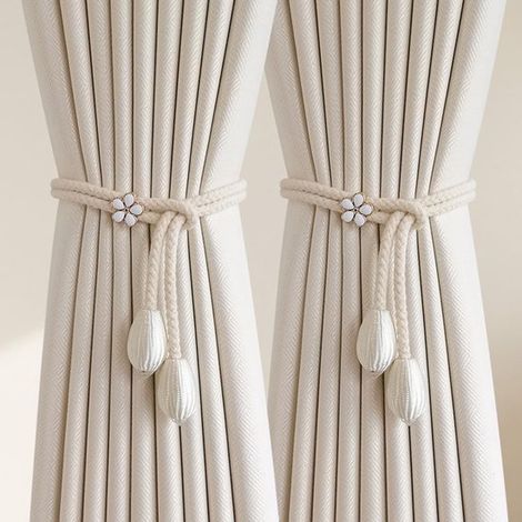 Support de rideau - Attache de rideau réglable pour un rangement soigné - Cordon de rideau - Rideau décoratif - Emballage de rideau moderne - 2 pièces (1/5)