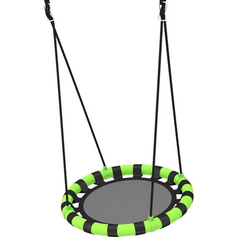 60cm Diameter Kid Nest Swing Seat Height Adjustable Ropes, for Outdoor, Indoor, Black/Green (1/5)