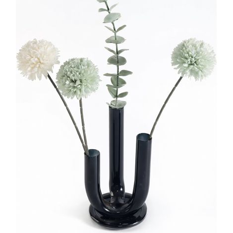 Vase tube en verre noir tube 3 sections 3 sections (1/5)