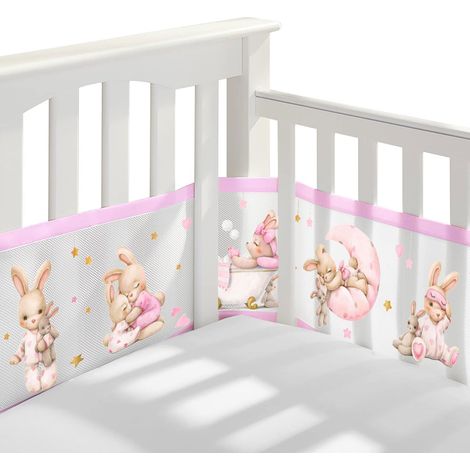 Tour de Lit Bébé Cabane - Contour Respirant en Maille 4 Côtés avec Circulation de l'Air - Doublure pour Lit Bébé (1/5)