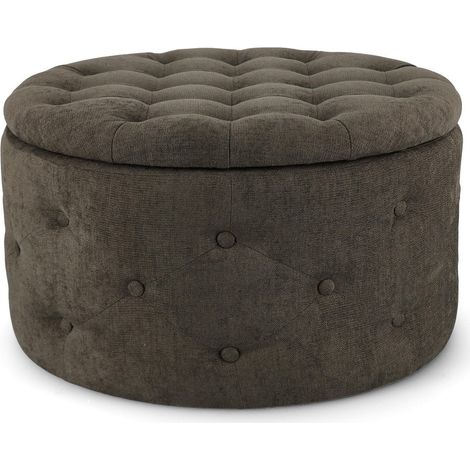 Poltrona Pouf "Ernestine" per interno, con struttura in legno di pino e mdf da Ø70 x 40h cm -Grigio (1/4)