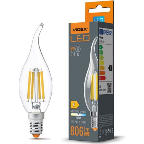 Ampoule LED flamme C35 6W E14 806lm 4000K Videx (1/3)