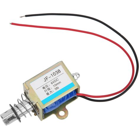 Électroaimant à poussée-traction JF-1038, 5N 6V DC, course de 10mm pour applications industrielles (1/5)