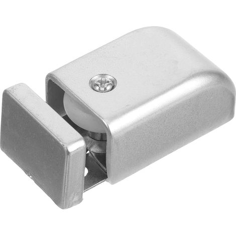 Guide Inférieur pour Porte Coulissante en Fer Argenté Butoir Réglable et Roue de Sol, pour Porte de Bain, Bloque-porte Robuste et Polyvalent (1/5)