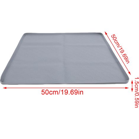 Ortviai Tapis en silicone anti-dérapant pour mini-réfrigérateur – 50 x 50 cm, bord relevé, gris (1/4)