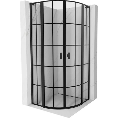 Mexen Mist L cabine de douche quart de cercle pivotante 100 x 100 cm, grille noire, noir - 8A32L-100-100-70-77 (1/5)