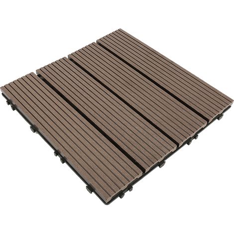 Pack dalle de terrasse 1m² bois composite modular (11 pièces 30 x 30 cm) - Largeur - 30 cm, Longueur - 30 cm, Surface couverte en  gris