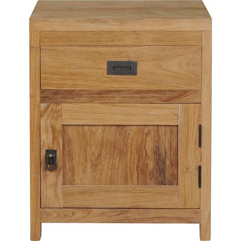 Table de chevet Cabinet de chevet Table de nuit teck massif 40x30x50 cm (1/5)