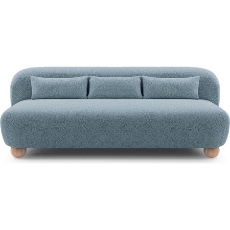 SUNA - Canapé droit tissu chiné 3 places Bleu (1/5)