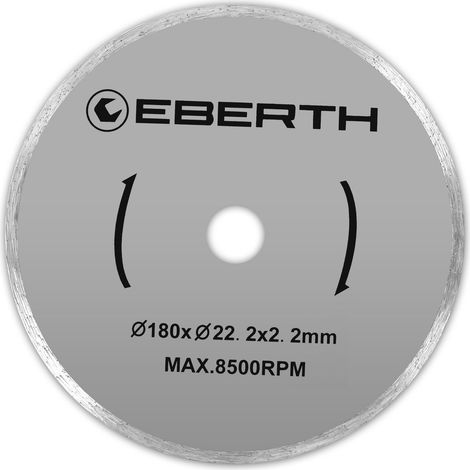 EBERTH Trennscheibe Diamanttrennscheibe für Stein, Beton, Fliesen und Feinsteinzeug, Diamantscheibe mit 180mm Durchmesser 22,2mm Bohrung 2,2mm Stärke Diamant Trennscheibe f. Granit, Keramik, Marmor