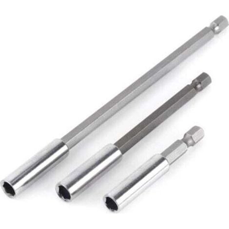 Tournevis à embouts magnétiques avec rallonges hexagonales 60/100/150 mm – Lot de 3 rallonges 1/4″ pour visseuse (1/4)