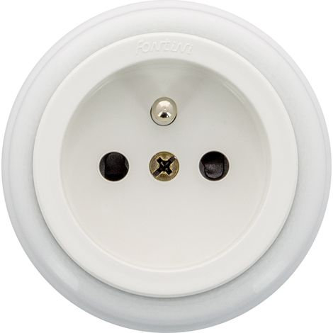 Fontini – Prise intérieure avec terre 16A-250V 30208173 – Porcelaine blanche – Pose en saillie – Protection enfants intégrée – Compatible 1,5 à 2,5 mm² (1/2)