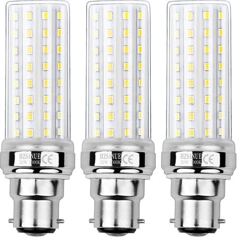 LED Ampoule à Maïs 20W, 150W Équivalent Ampoules à Incandescence, B22 LED Baïonnette Ampoules, 3000K Blanc Chaud, 2200LM, Pack of 3B22 Blanc Chaud (1/5)