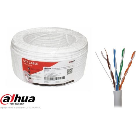 MATASSA BOBINA DAHUA CAVO RETE 100 METRI ETHERNET UTP CAT 5E 4X2 AWG 24 LAN RJ45 100% RAME - DH-PFM920C-A1