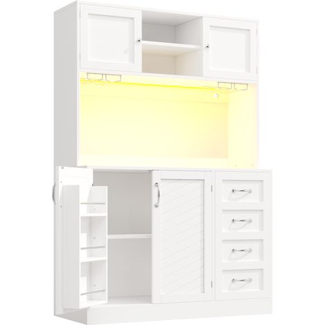 Buffetschrank mit LED 120x40x188 cm Weiß aus MDF und Metall (1/5)