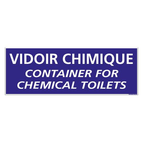 Panneau de Signalisation Camping VIDOIR CHIMIQUE (H0225) Français-Anglais - Adhésif - 700 x 250 mm