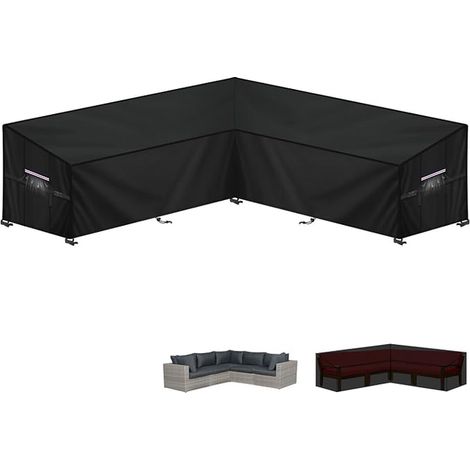 L-Shaped Garden Furniture Cover Outdoor Sofa Covers Corner Sofa Covers 420D Oxford Protective Cover for Garden Sofa, 235 x 235 x 100 x 90/65 cm (1/5)