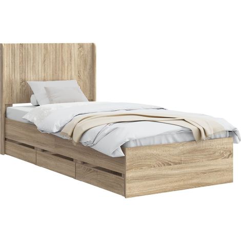 Estructura de cama con almacenamiento y cabecero Roble Sonoma vidaXL (1/5)