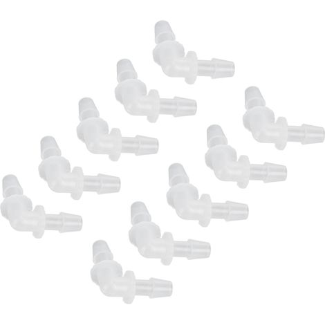 Lot de 10 coudes à 90° pour tuyaux, raccords en plastique de diamètre égal (6,4 mm), en forme de L, diamètre 6,4 mm. (1/5)