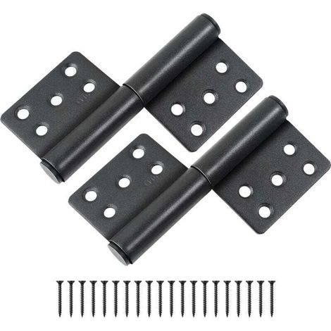 Lot de 2 Charnières Porte Acier Inoxydable 304 Pliables 360 Degrés Noir Intérieur Bois (1/3)