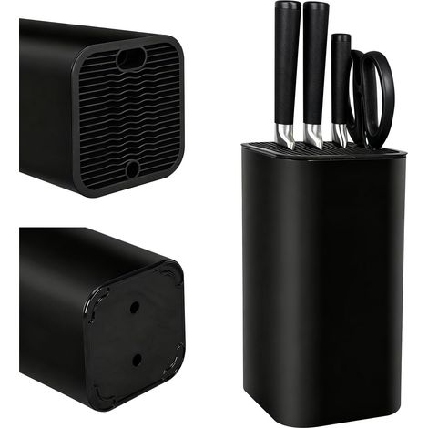 Range Couteaux de Cuisine, Noir, Range Couteaux de Cuisine Universel Vide Avec 21 Emplacements et Système de Drainage, Bloc Couteaux Cuisine Vide pour Affûteur de Couteaux, pour Cuisine (1/5)