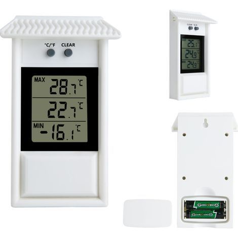 BRAVIX Thermomètre extérieur électronique de température et d'humidité, étanche, pour réfrigérateur, taille, valeur de température, fonction de mémoire (1/4)