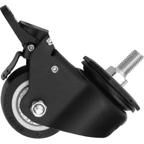 Roue de chariot à outils universelle en TPU avec support en acier au manganèse de 2 pouces et frein (tige filetée M12)