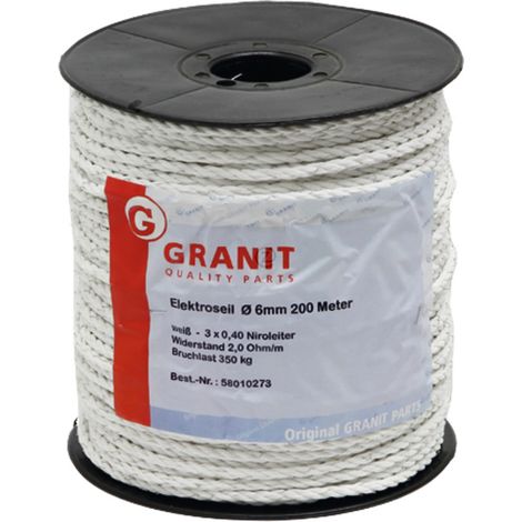 Câble tressé blanc PP 200 m 2 Ω/m 1 rouleau