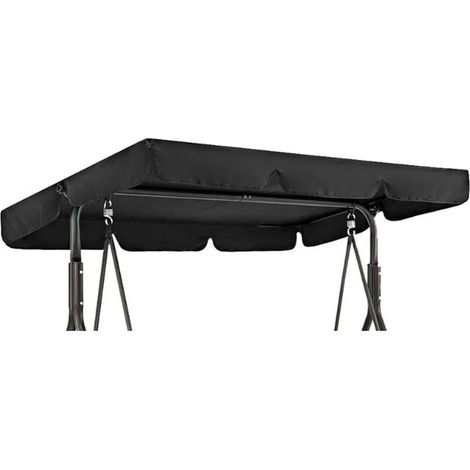 Telo di ricambio per altalena da giardino a 3 posti, impermeabile, antivento, anti UV, robusto e antistrappo (nero, 195 x 125 x 15 cm)