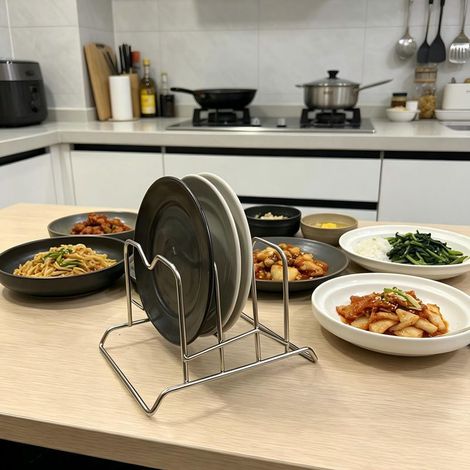 Support de rangement vertical pour assiettes en acier inoxydable 201, égouttoir pratique pour plan de travail de cuisine, structure stable anti-rouille, porte-plats et assiettes gain de place pour usa (1/5)