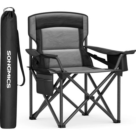 Campingstuhl, Klappstuhl mit Getränkehalter, Angelstuhl, Schaumstoffpolsterung, klappbar, bis 205 kg belastbar, Outdoor