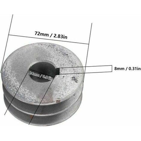 Poulie double gorge mtal moteur roue atelier roue synchrone extrieur 72mm intrieur 24mm cl 8mm,de (1/3)