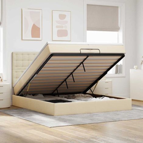 Estructura de cama otomana con colchones tela crema 200x200cm vidaXL (1/5)