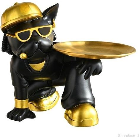 (Schwarze) Figur – Kreative Skulptur – Hundestatue – Dekoratives Tablett – Schwarz – Modernes Design (1/4)