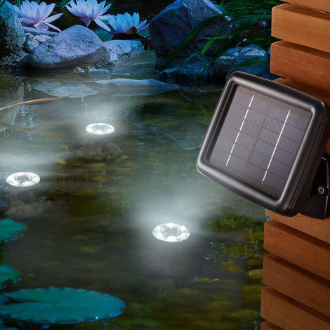 Solar Unterwasserstrahler Splash, 3er Set, LED Spot, Bodenleuchte, Unterwasserleuchte, Teichbeleuchtung, 6000K, warmweiß, Erdspieß, Akku, IP68, wasserdicht, wetterfest, 102148 (1/5)