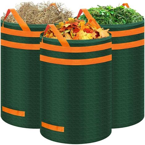 Sac Dechets Verts, 3 x 272L Sacs à déchets de jardin avec Poignées, Sac Jardinage Déchets Sacs Jardin Résistants et Réutilisable pour Transport de déchets verts, Léger, Maniable (1/5)