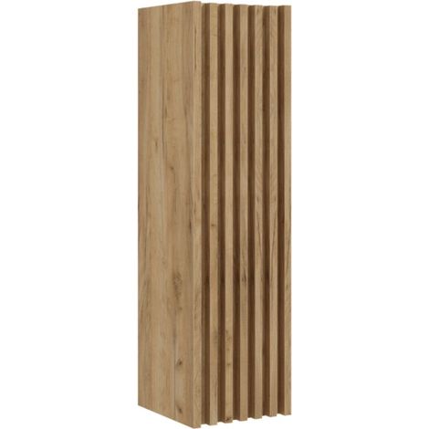 Swiss Aqua Technologies – Meuble de salle de bain haut DELANOV35DD – Chêne mat – 125 cm de hauteur – 34 cm de largeur – Étagères intérieures blanches