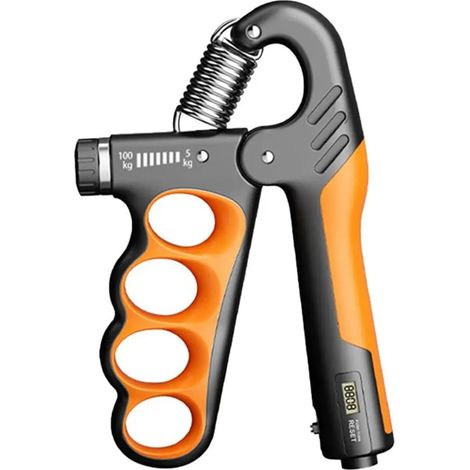 Hand Grip Strengthener - Adjustable Stainless Steel Spring - LCD Counter - Forearm Finger Exerciser - Orange - 1 Piece (1/5)