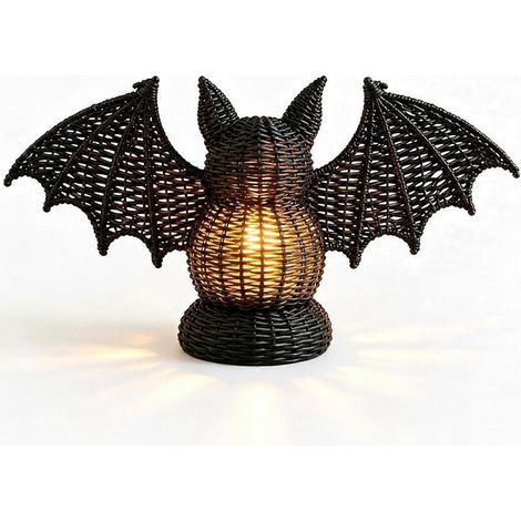 Bougeoir chauve-souris tressée, lanterne chauve-souris en rotin, décorations d'Halloween, décoration de table d'Halloween (1/5)