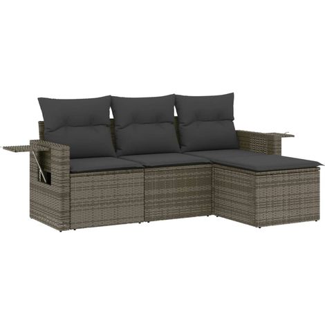 Maison Exclusive - 4-tlg. Garten-Sofagarnitur mit Kissen Grau Pol