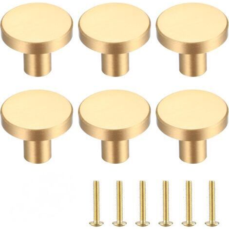 6 Pièces Boutons de Tiroir en Laiton Doré, Boutons de Meubles Armoire Ronds en Or, Poignees de Porte de Cuisine pour Décor, avec tournevis - 20 25 mm (1/3)