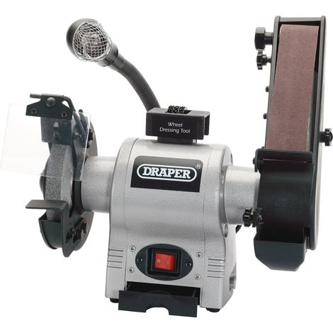 Draper 6-Inch Bench Grinder with Sanding Belt, Worklight, 370W Power, Model 05096