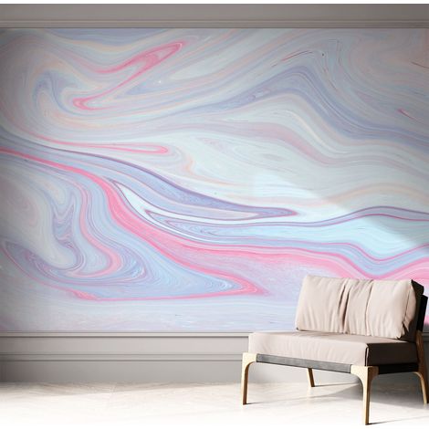 Tapete Selbstklebend - abwaschbar - Tapete mit Motiv - trendige Wanddeko - elegant Fototapete Pastellfarbener Wirbel 312x219 cm (1/5)