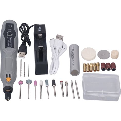 Kit de gravure électrique sans fil, mini-graveur rotatif rechargeable USB, outil rotatif pour bijoux, 3 niveaux réglables (1/5)