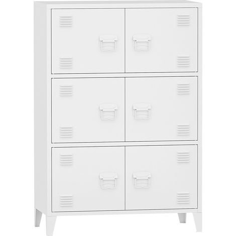 Mueble de oficina, taquilla de oficina, mueble de almacenamiento para salón, oficina, dormitorio, taller, metal, acero, 113 x 80 x 40 cm, blanco 030006324