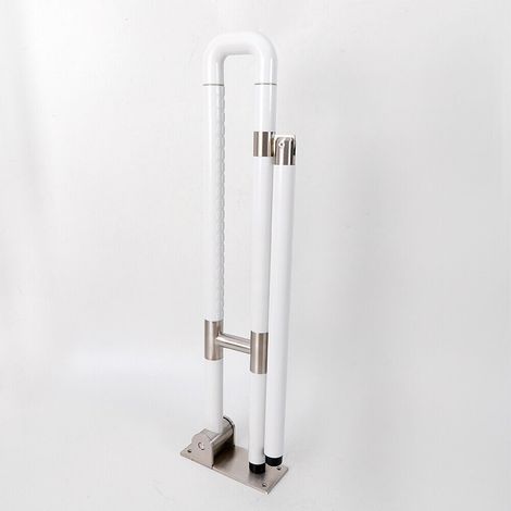 60cm WC Aufstehhilfe Sicherheitsgriff Klappgriff Haltegrif Stützklappgriff Mit Fuß Wandgriff 300Kg weiß (1/5)