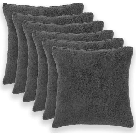 Federa 6 pcs HEERLEN Grigio Scuro 80 x 80 cm Bouclé vidaXL (1/5)