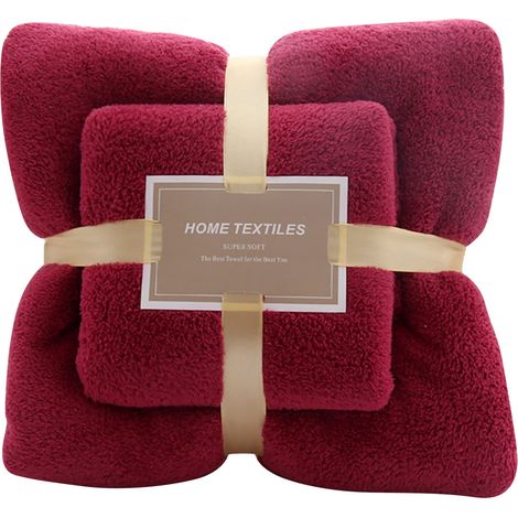 Serviette De Bain - Velours Corail - 70 x 140 Cm - Absorbant - Pour Salle De Bain Piscine Spa Hotel Gym - Lot De 2 (1/5)