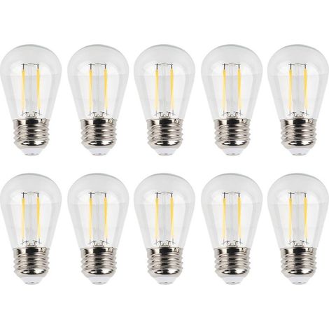 10 bulbs retro S14 E27 180 lumens, bulbs LED to filament in glass transparent, 2 watts, 110 volts, light hot (1/5)