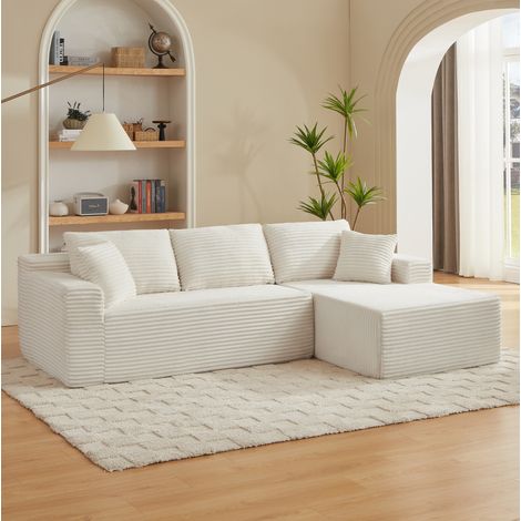 Modulares Ecksofa 252,5/163/65 cm in Weiß, mit Memory Foam und Federkern, ohne Montage (1/5)